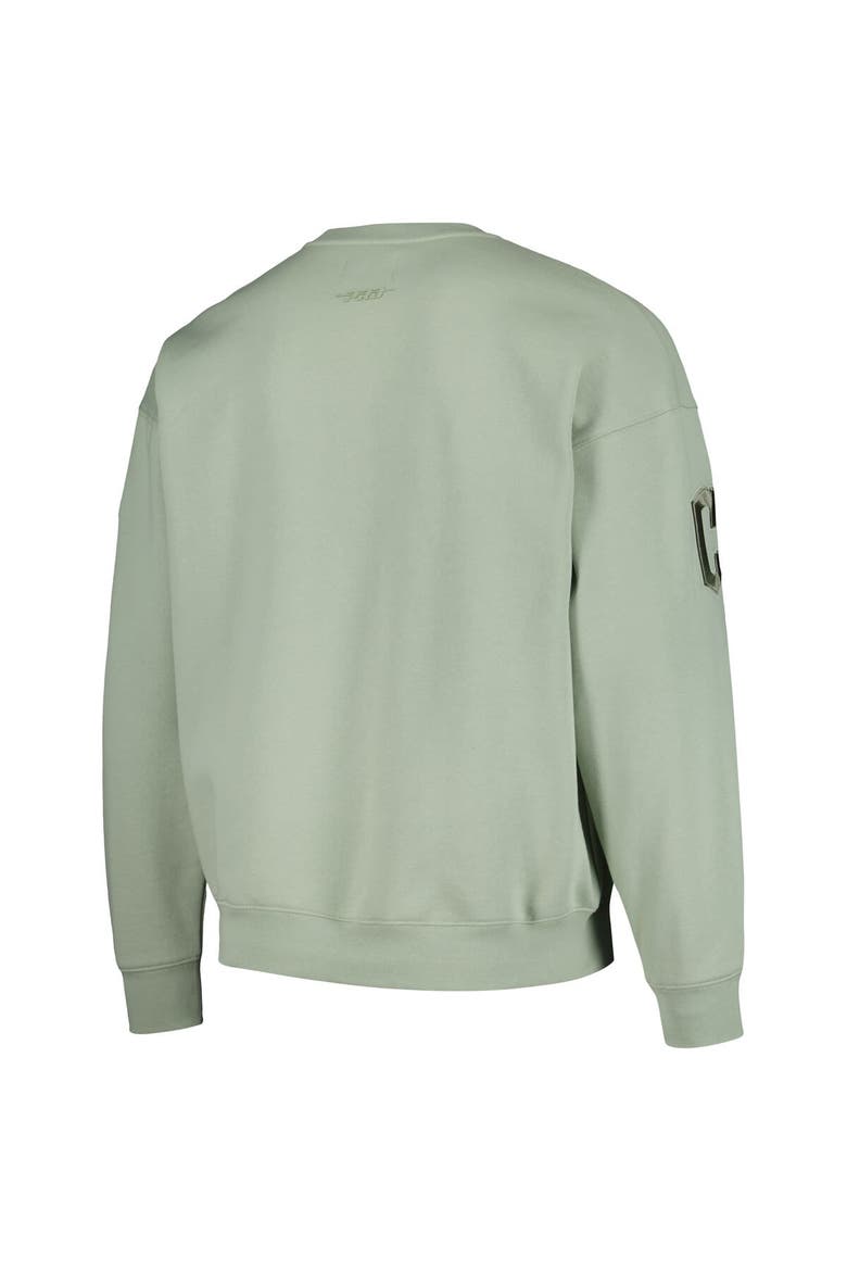 Men's Pro Standard Green Cleveland Guardians Neutral Drop Shoulder Pullover Sweatshirt, Alternate, color, Green