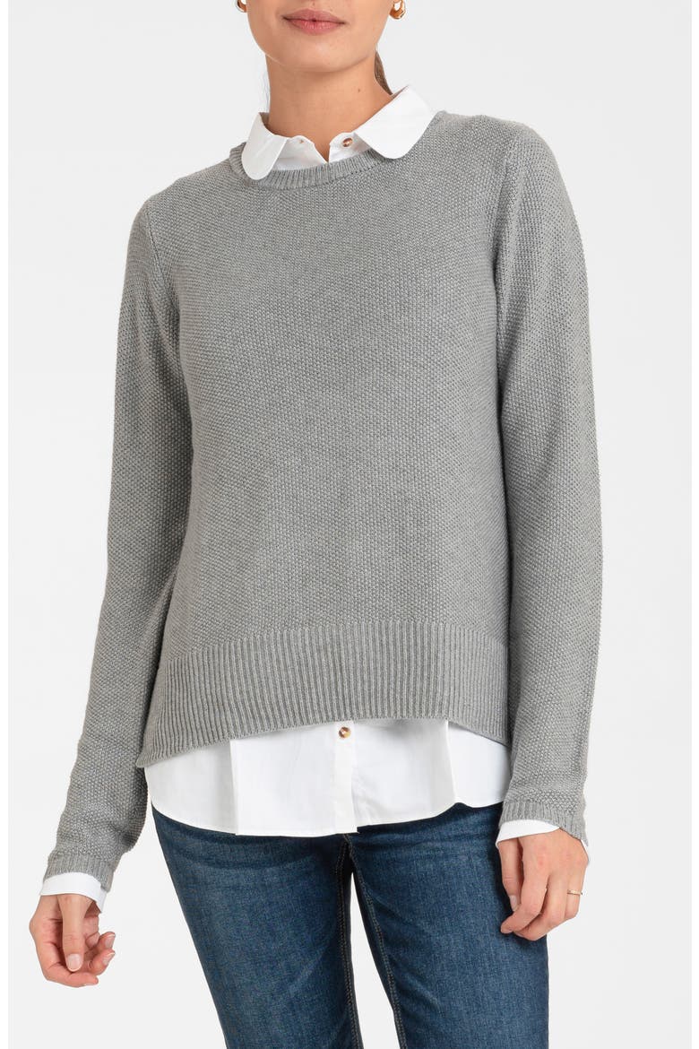 Layered Maternity/Nursing Sweater, Main, color, GREY/ WHITE