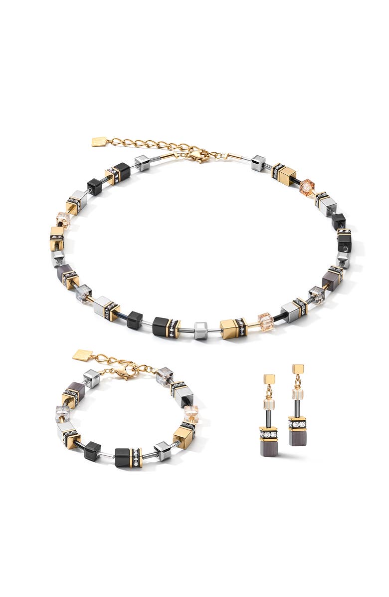 COEUR DE LION Geocube Gold Earrings, Alternate, color, Gray