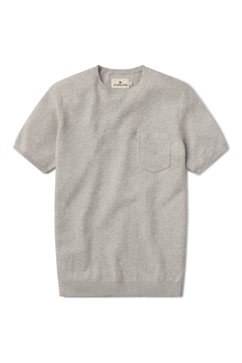 Waffle Stitch Short Sleeve Sweater, Alternate, color, STONE
