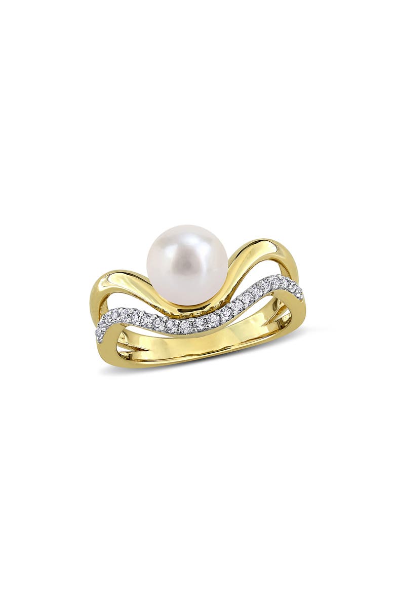 Cultured Freshwater Pearl Bypass Ring, Main, color, WHITE GOLD