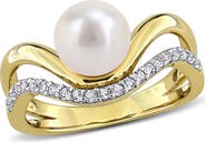 DELMAR Cultured Freshwater Pearl Bypass Ring