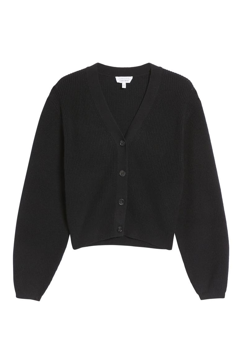 Boxy Lambswool Cardigan, Alternate, color, BLACK