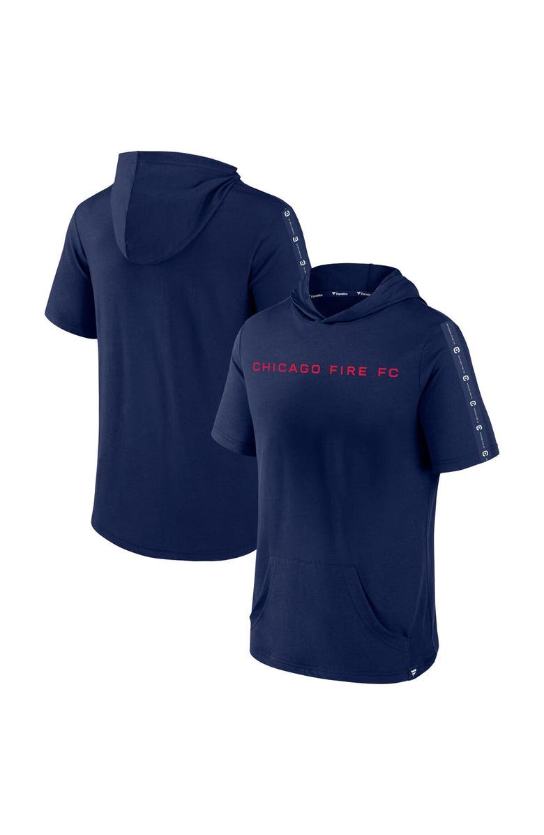 FANATICS Men's Fanatics Branded Navy Chicago Fire Definitive Victory Short-Sleeved Pullover Hoodie, Main, color, 