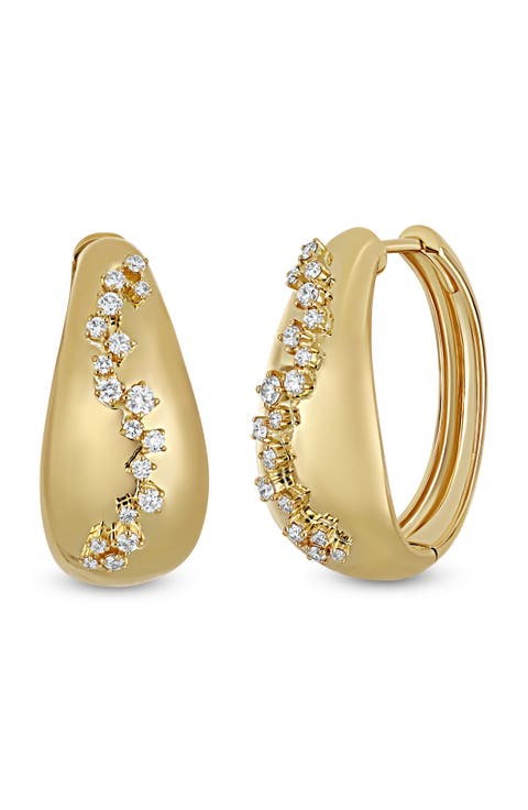 18K Gold Mika Diamond Hoop Earrings, 20mm