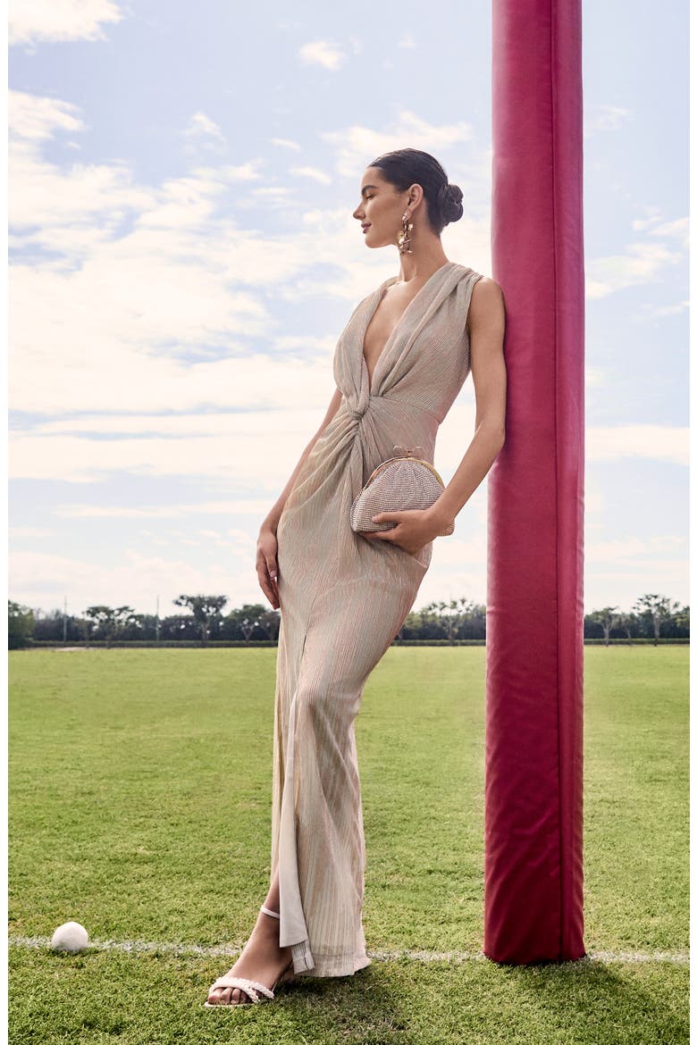 Knot Front Sleeveless Gown, Alternate, color, COPPER