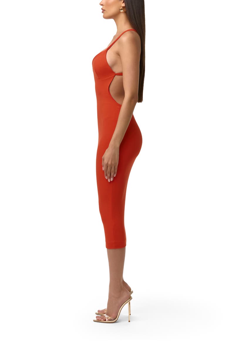 Sleeveless Crepe Midi Dress, Alternate, color, TANGERINE
