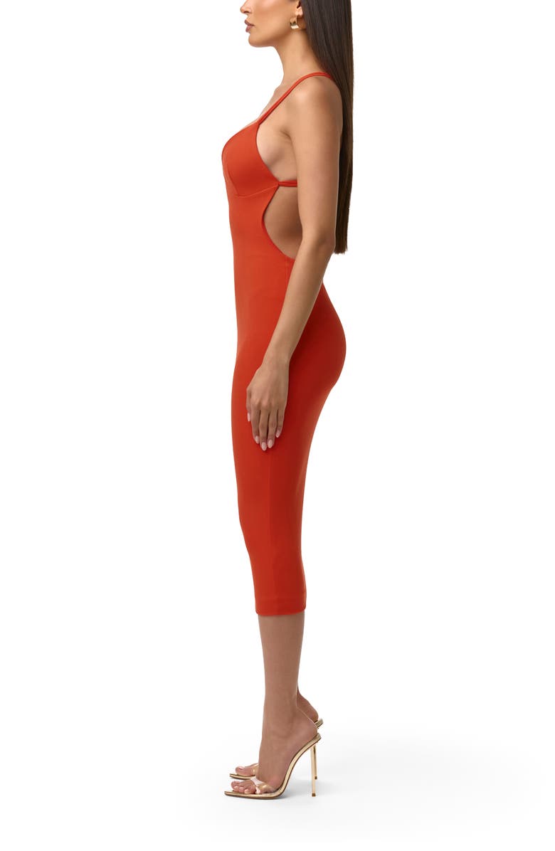 Naked Wardrobe Sleeveless Crepe Midi Dress, Alternate, color, Tangerine