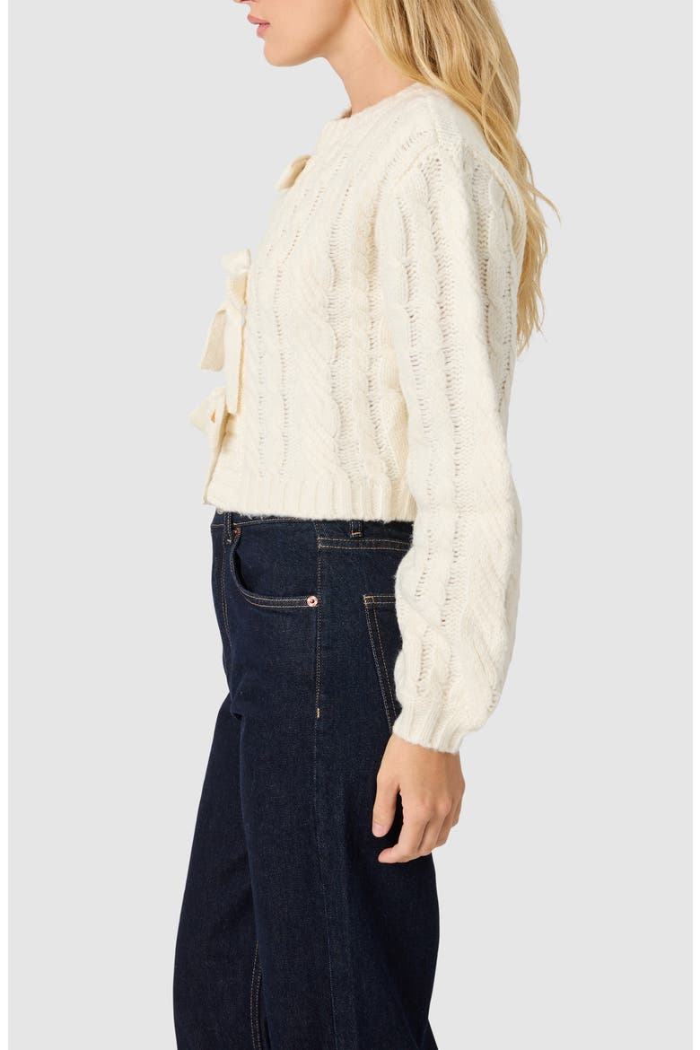 Cable Knit Front Tie Cardigan, Alternate, color, CREAM