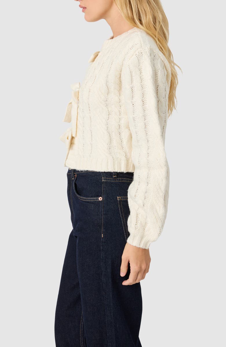 Lush Cable Knit Front Tie Cardigan, Alternate, color, Cream