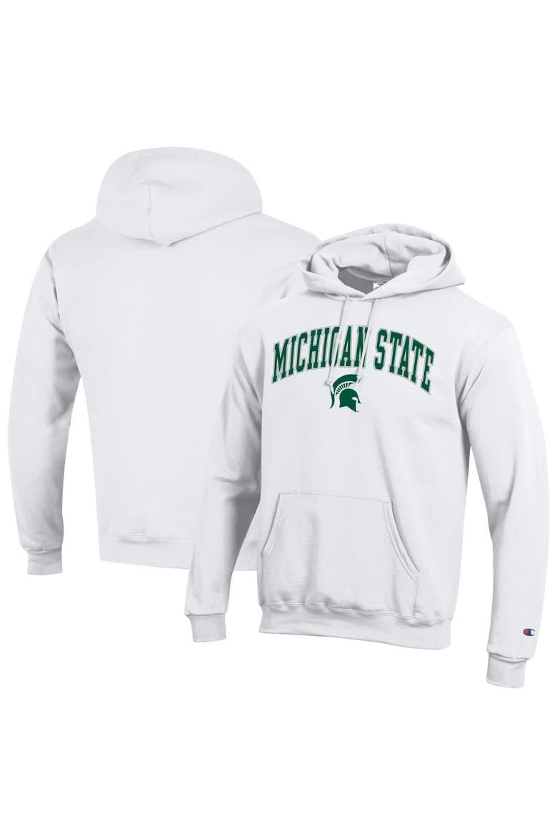 Men's Champion  White Michigan State Spartans Arch Over Logo Pullover Hoodie, Main, color, White
