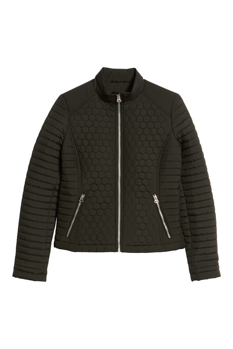 Honeycomb Quilted Moto Jacket, Alternate, color, BLACK