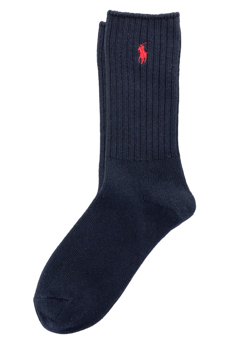 Basic Crew Socks, Main, color, DARK NAVY