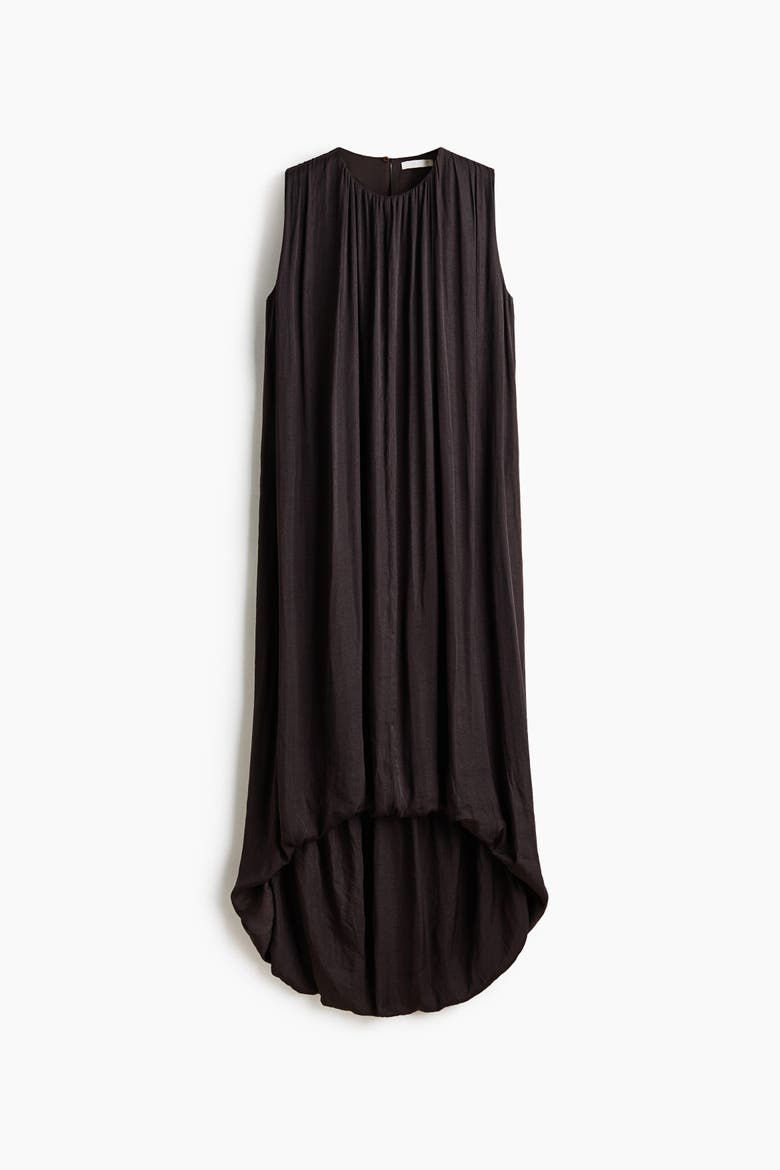 Draped Bubble-hem Dress, Alternate, color, Dark brown
