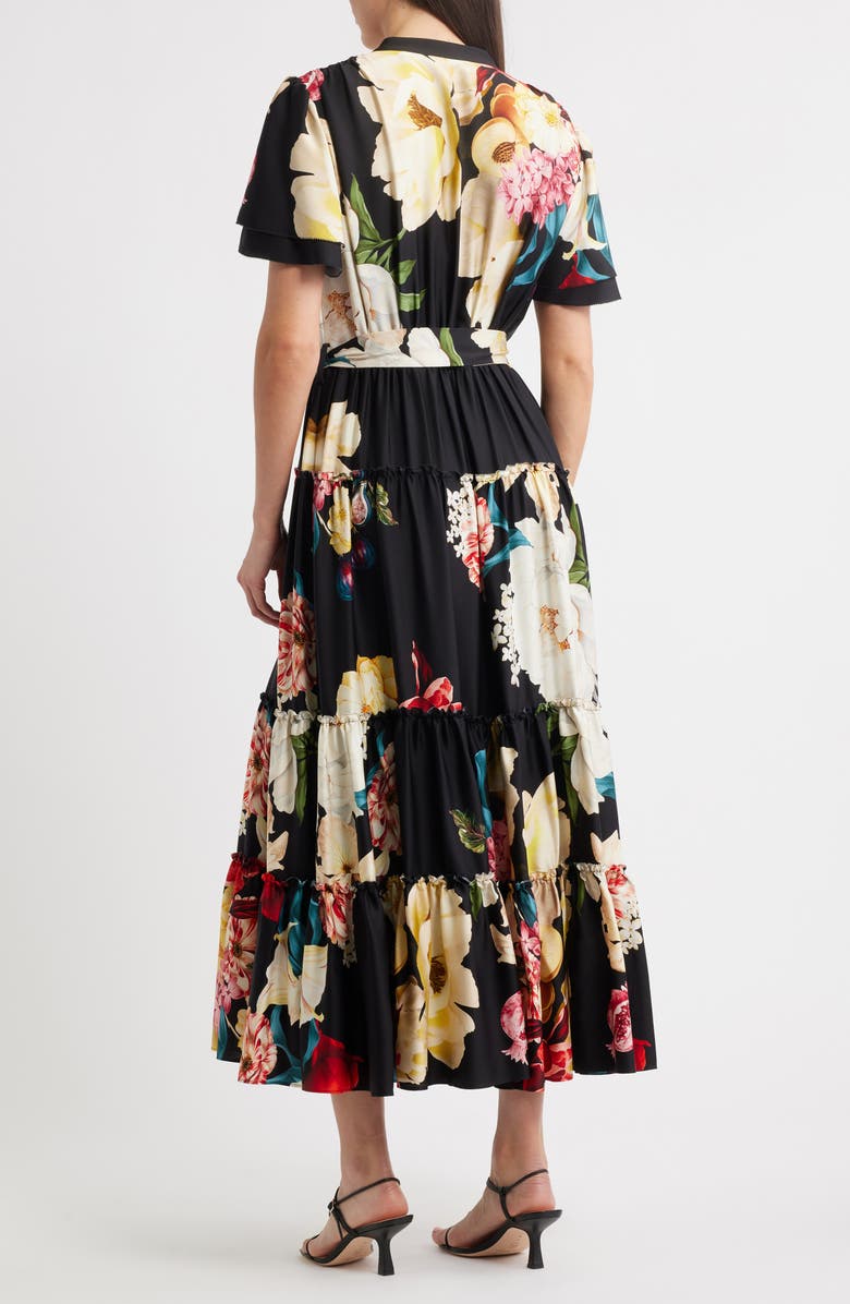 Elie Tahari The Sammie Regent Tiered Stretch Silk Maxi Dress, Alternate, color, 