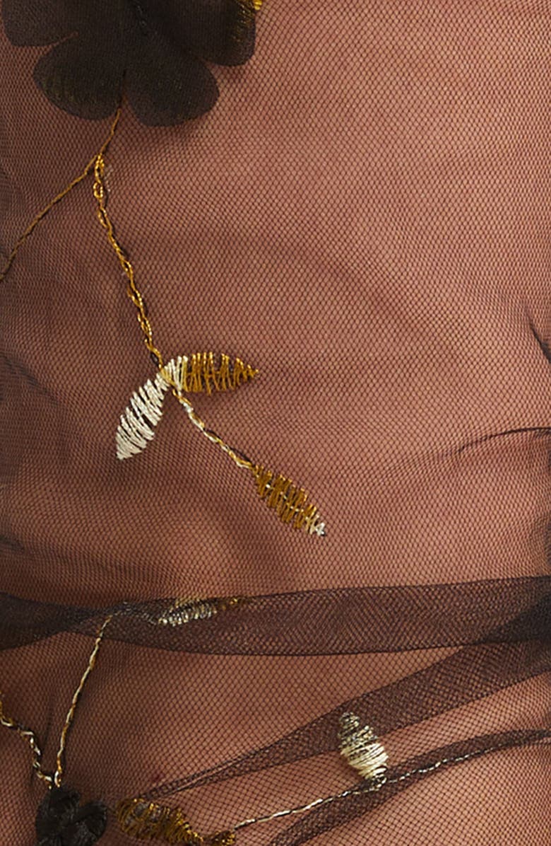 HIGH HEEL JUNGLE Venicians Vine Tulle Crew Socks, Alternate, color, Black