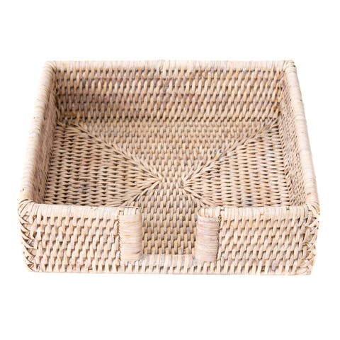 Artifacts Rattan Luncheon Napkin Holder with Cutout