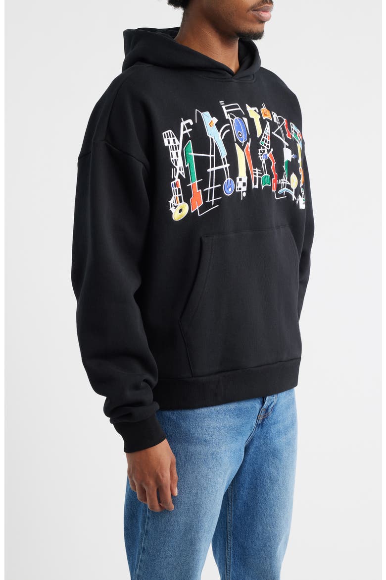 Work of Arc Cotton Graphic Hoodie, Alternate, color, BLACK