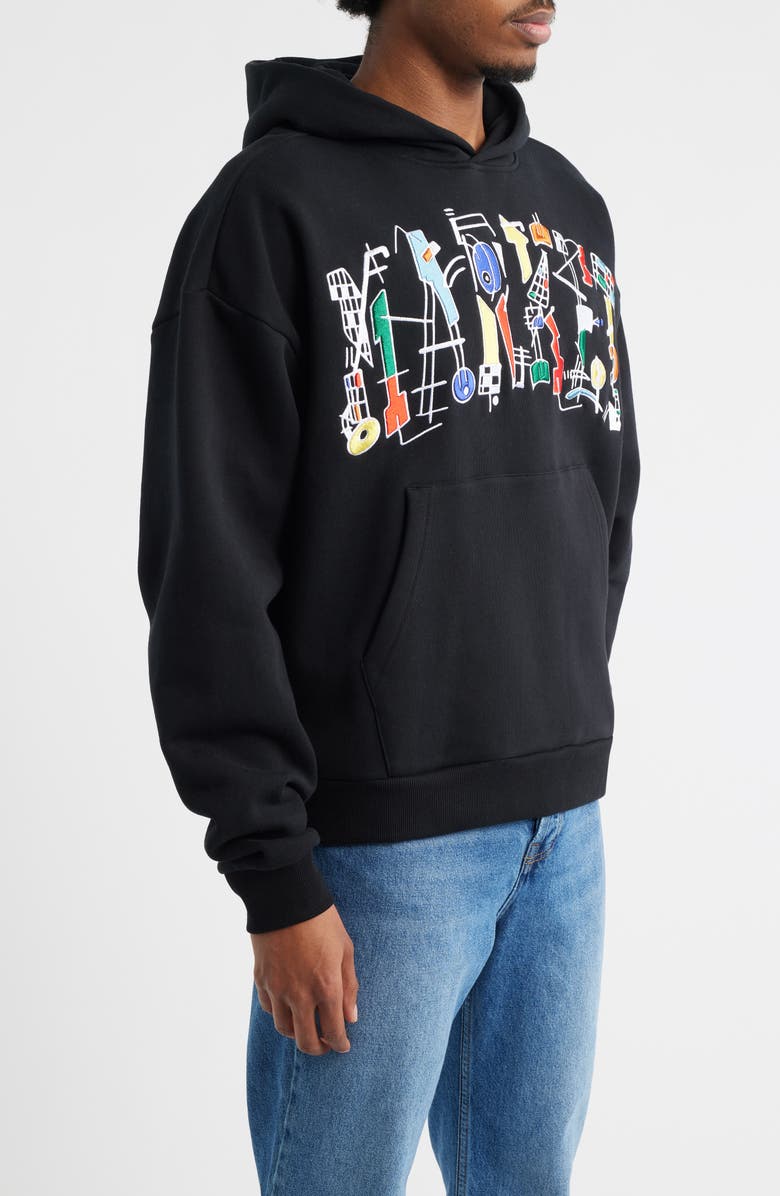 MARKET Work of Arc Cotton Graphic Hoodie, Alternate, color, Black