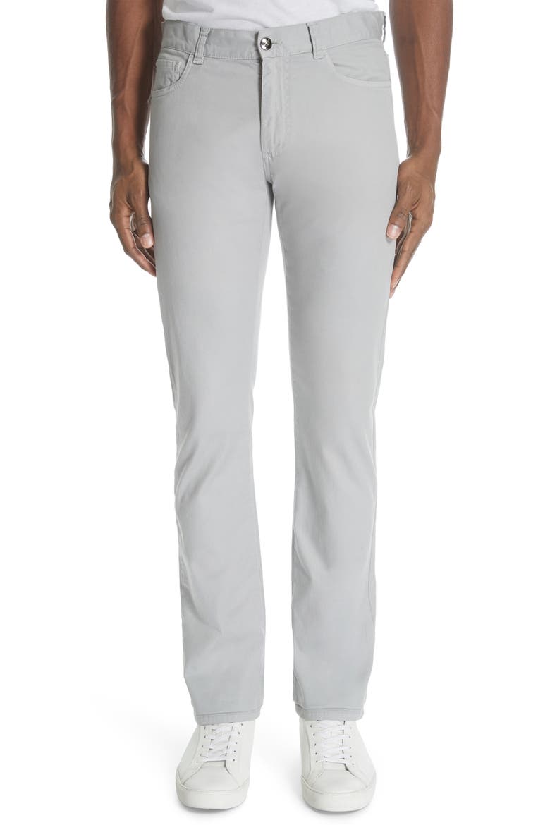 Stretch Wool Classic Fit Five-Pocket Trousers, Main, color, GREY
