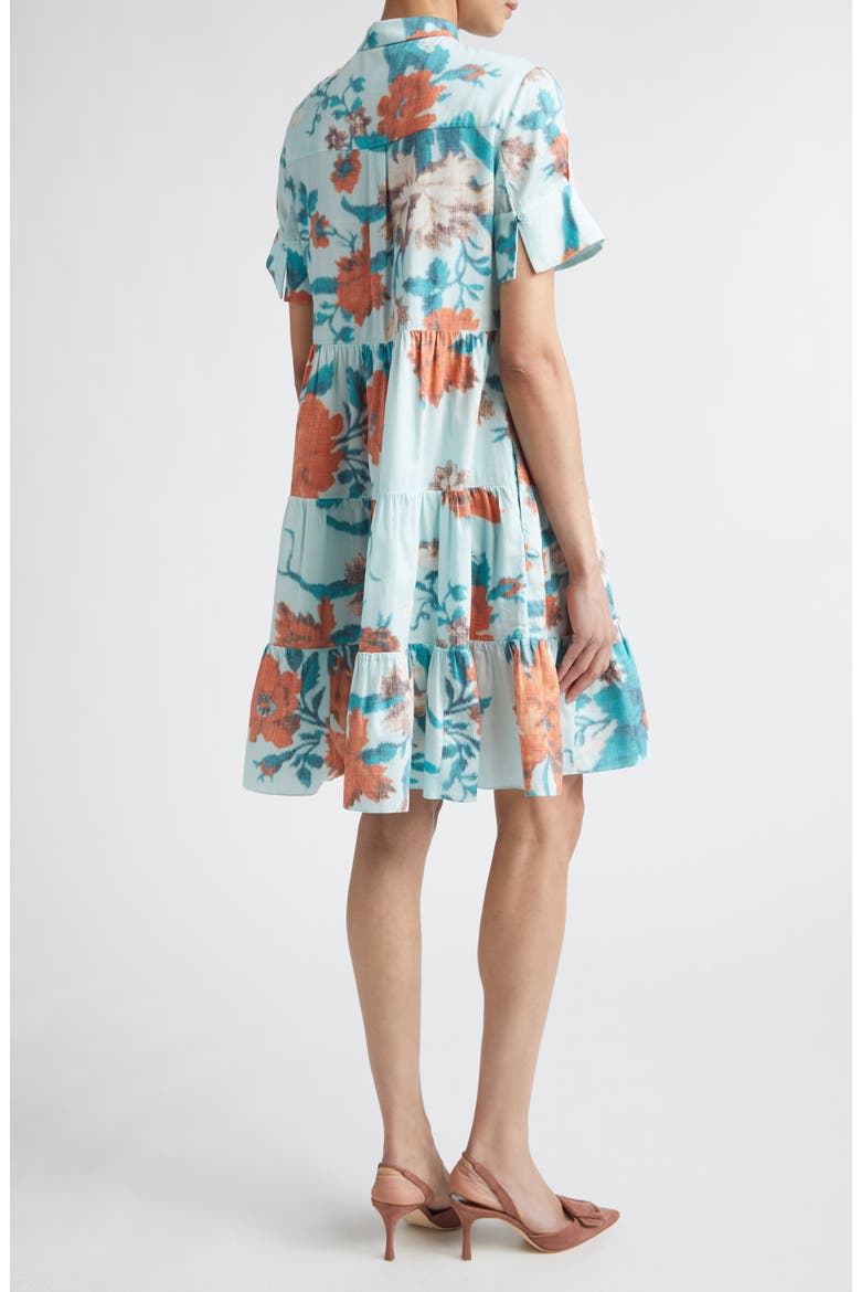 Floral Print Tiered Cotton Dress, Alternate, color, TRAILING POPPY DREAM BLUE