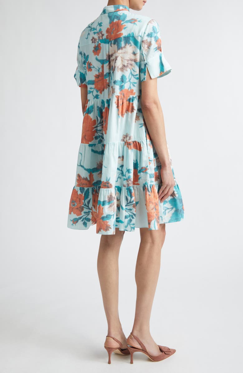 Erdem Floral Print Tiered Cotton Dress, Alternate, color, Trailing Poppy Dream Blue