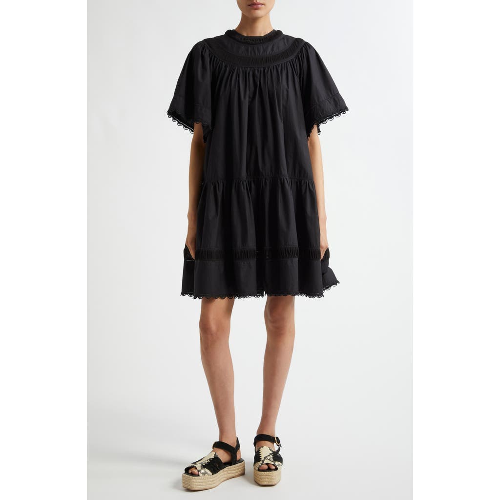 Ulla Johnson Scalloped Cotton Minidress In Black
