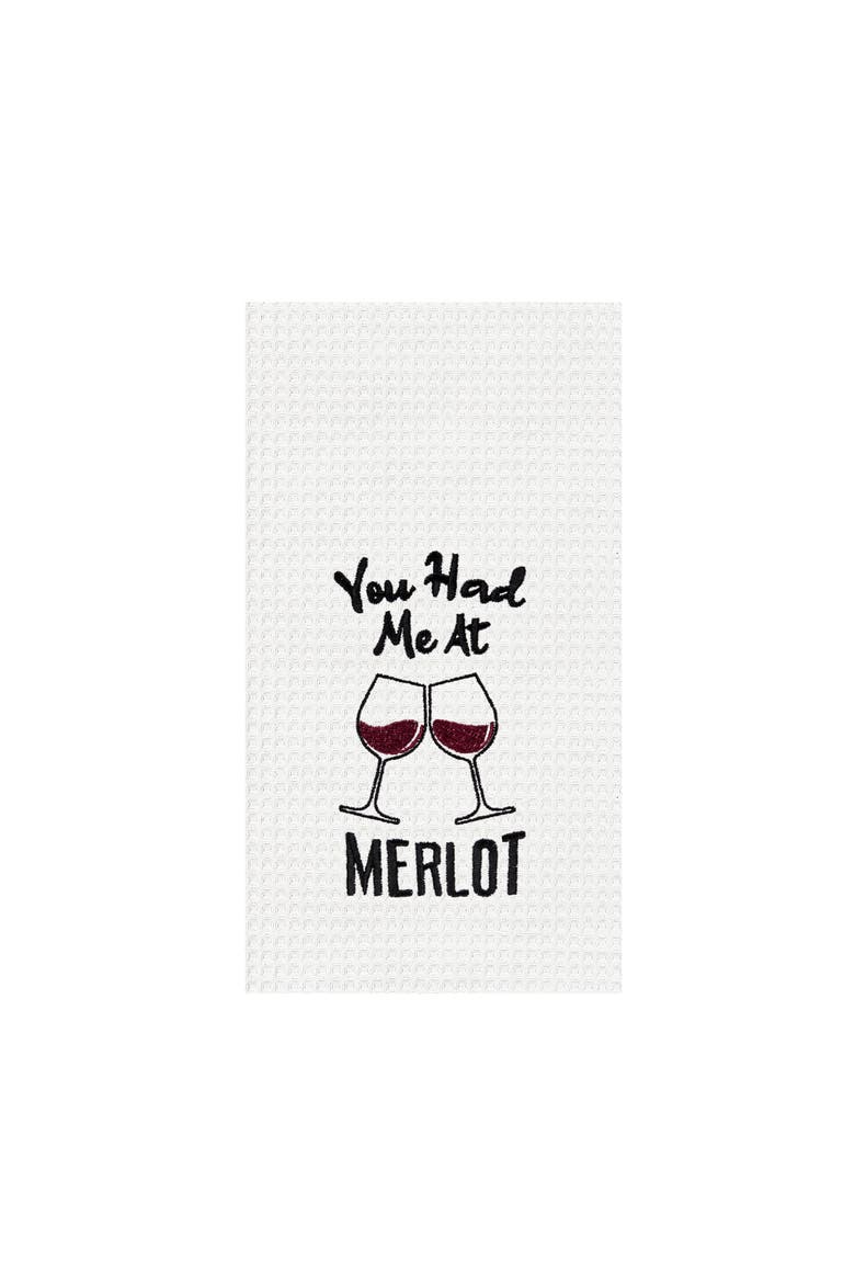 "You Had Me At Merlot" Waffle Weave Dishtowel, Main, color, Red