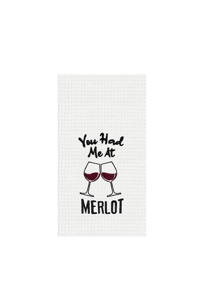 C&F Home "You Had Me At Merlot" Waffle Weave Dishtowel, Main, color, Red