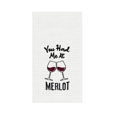 "You Had Me At Merlot" Waffle Weave Dishtowel