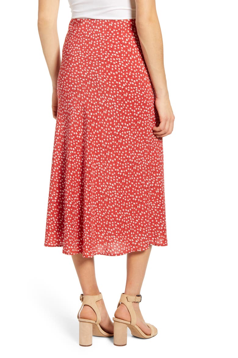 Anya Print Midi Skirt, Alternate, color, CARMINE DAISIES