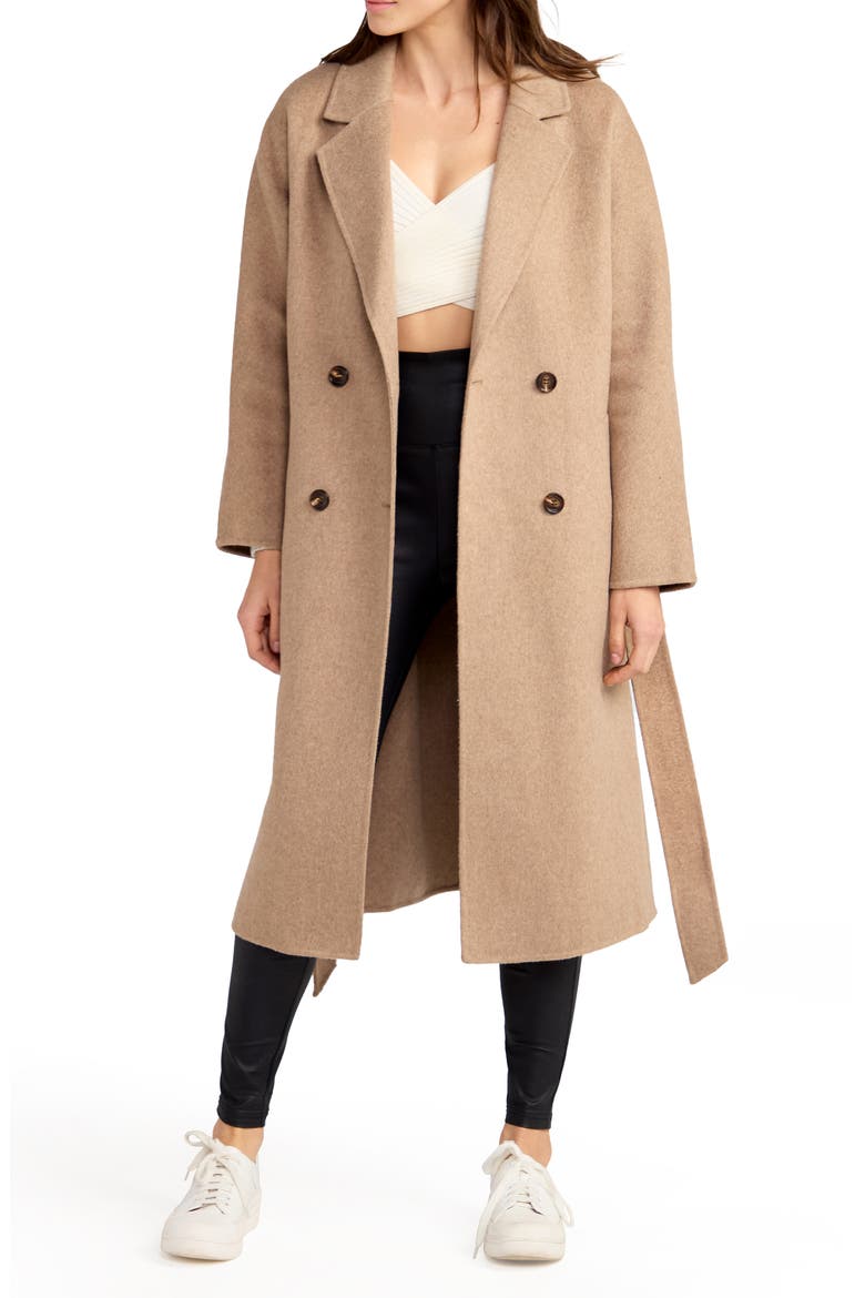 Standing Still Belted Wool Blend Coat, Alternate, color, OAT