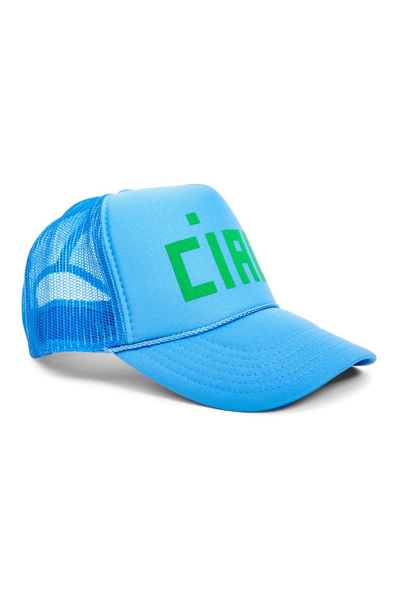 Trucker Hat, Alternate, color, CORNFLOWER W/ GREEN CIAO