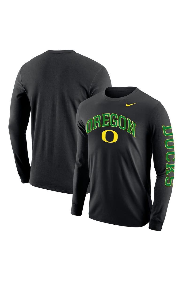 Nike Men's Nike Black Oregon Ducks Arch & Logo Two-Hit Long Sleeve T-Shirt, Main, color, 
