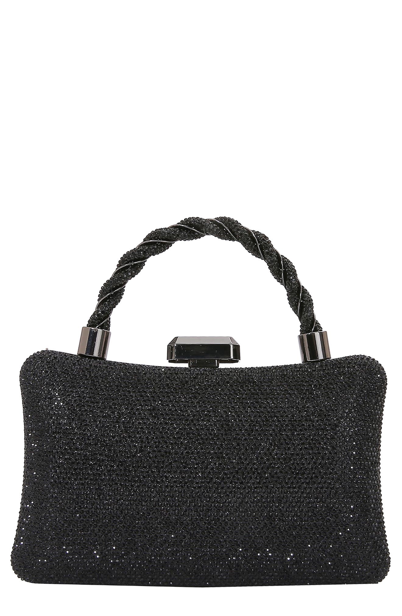 BERNESS Rhinestone Clutch, Main, color, Black