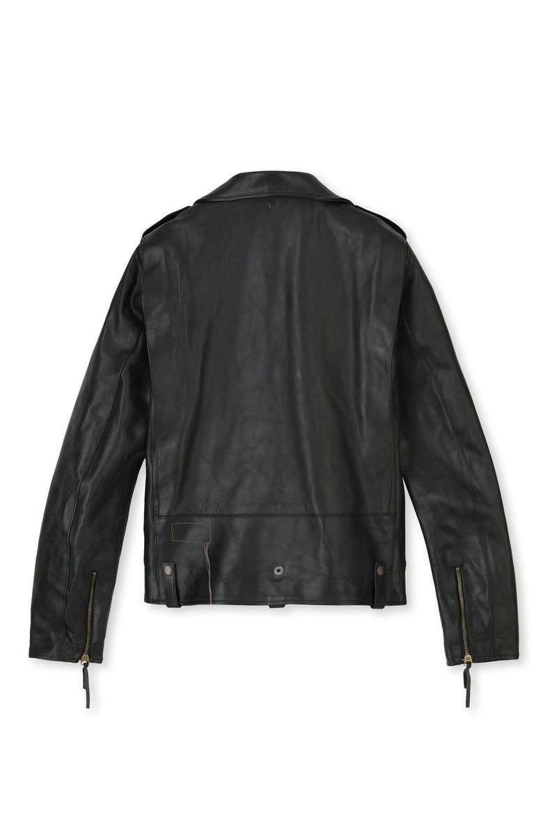 Fortela Biker Leather Jacket, Alternate, color, Black