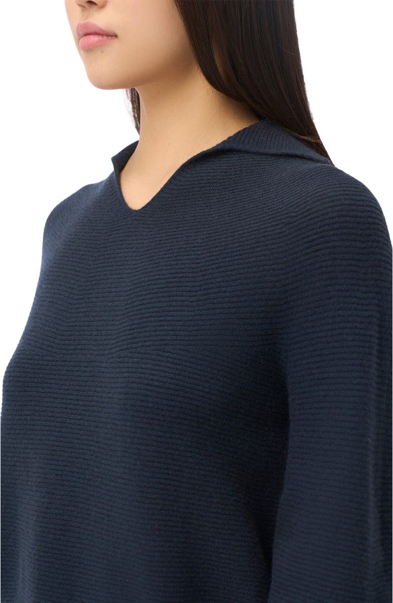 GOBI Mongolian Cashmere Open V-Collar Women's Polo Sweater, Alternate, color, Dark Denim