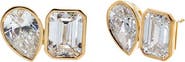 BY ADINA EDEN Lab Grown Diamond Emerald X Pear Bezel Stud Earring 14K
