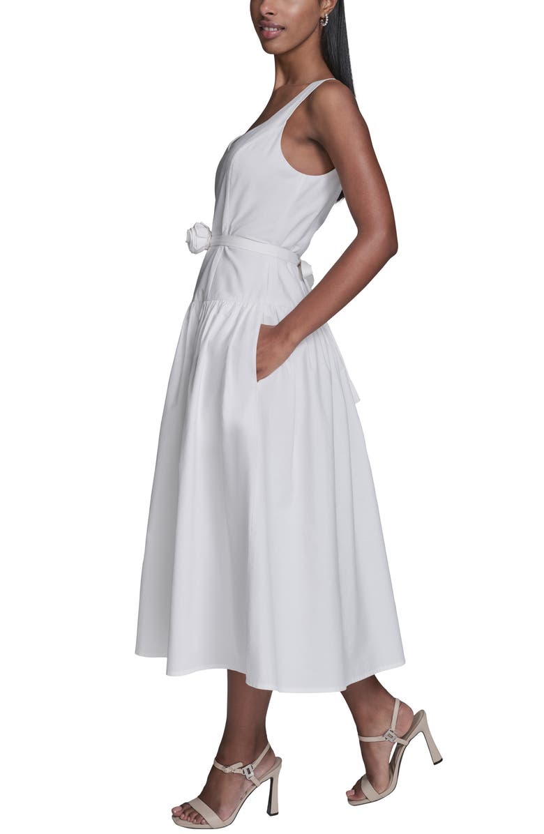 KARL LAGERFELD Poplin Midi Sundress, Alternate, color, Soft White