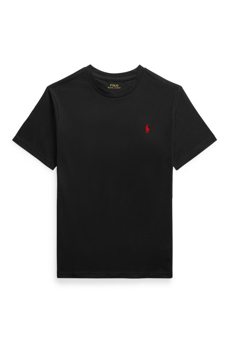 Kids' Cotton Jersey T-Shirt, Main, color, RL BLACK
