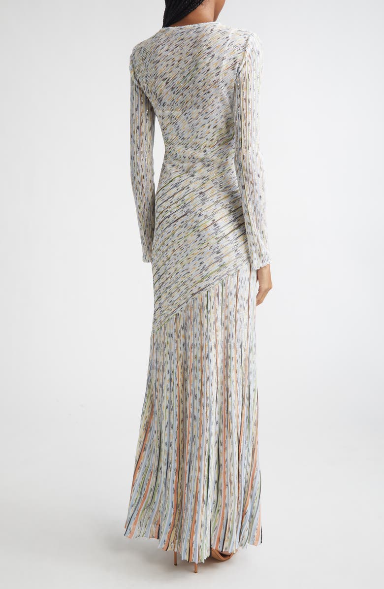 Missoni Draped Effect Rib Long Sleeve Maxi Dress, Alternate, color, Light Bs Orange Green Tinsel