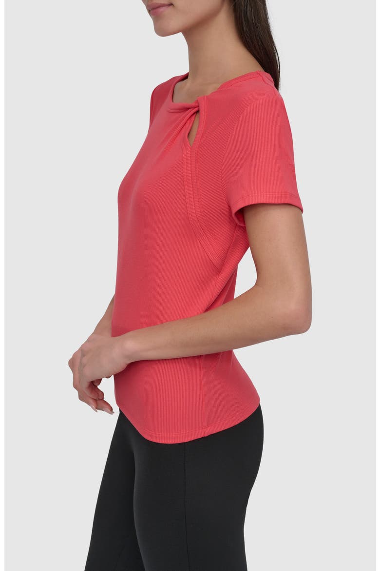 Twist Neck Rib T-Shirt, Alternate, color, WATERMLN S