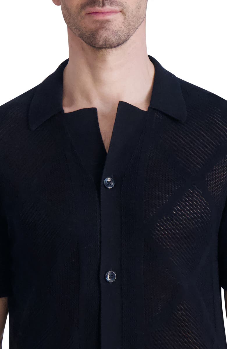 KARL LAGERFELD PARIS Open Knit Short Sleeve Cardigan, Alternate, color,