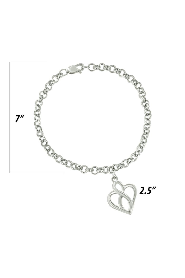 Silver Open Heart with Center Vertical Infinity Chain Charm Bracelet -, Alternate, color, White