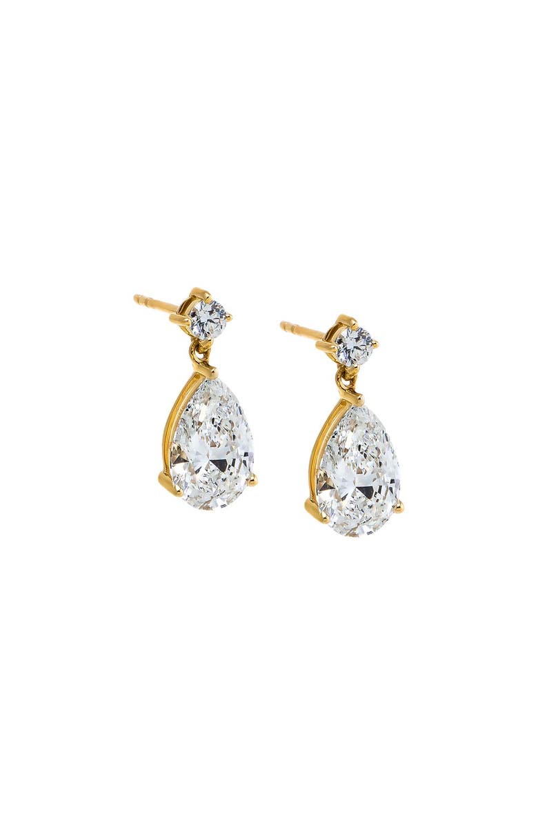 BY ADINA EDEN Lab Grown Diamond Round X Pear Stud Earring 14K, Main, color,