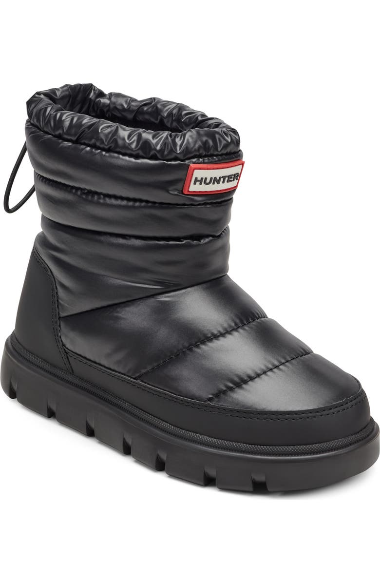 Hunter Kids' Cuddle Lug Sole Insulated Waterproof Snow Boot, Main, color, Black/Black