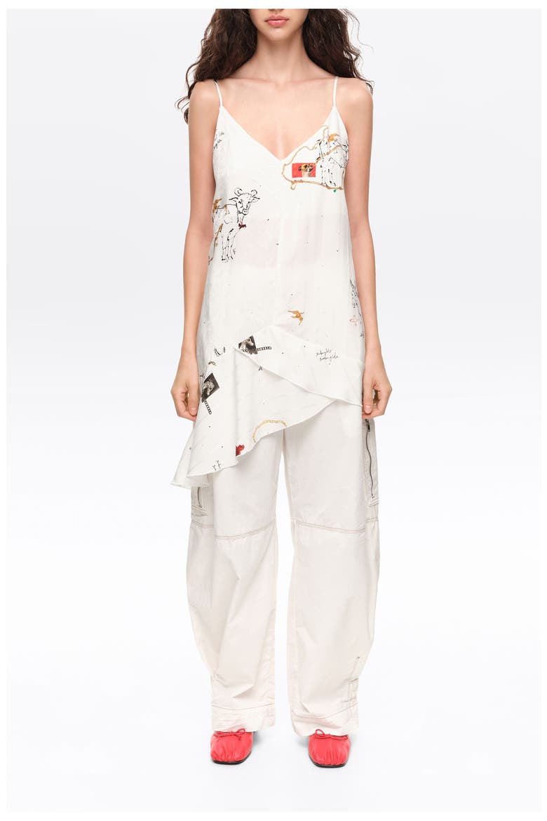 Ruffled A-Line Vest Top, Alternate, color, COLLAGE ANIMAL CHAIN