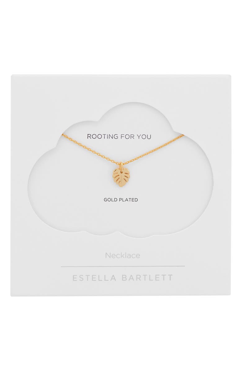 Estella Bartlett Monstera Leaf Pendant Necklace, Alternate, color, Gold