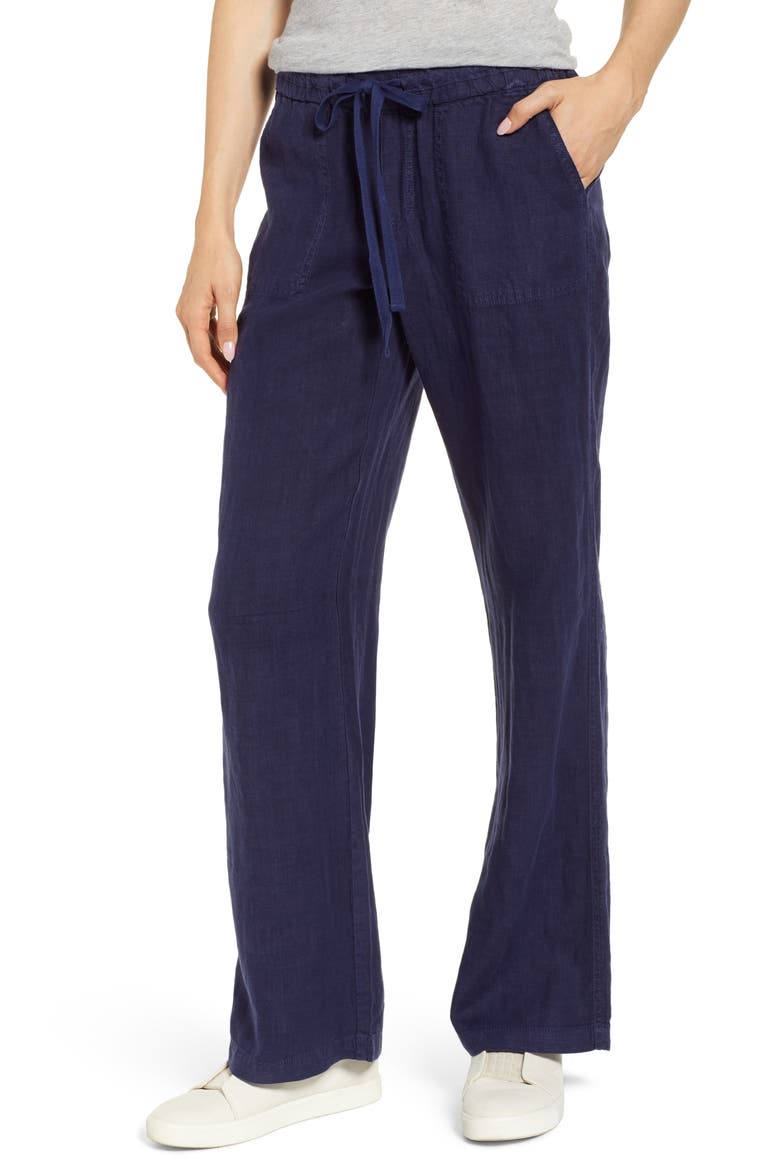 Linen Blend Pants, Main, color, NAVY PEACOAT