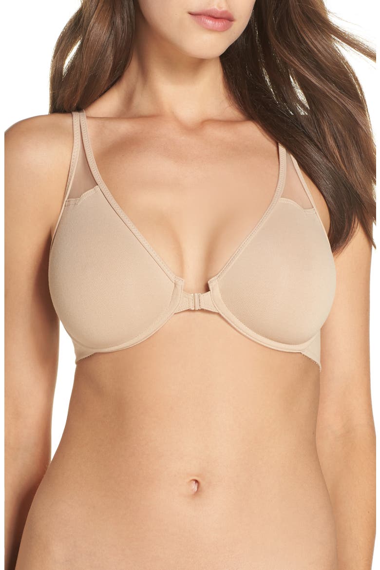 Body By Seamless Front Close Racerback Underwire Bra, Main, color, TOAST